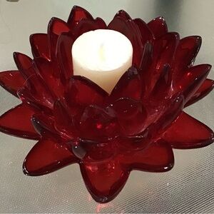 Red Lotus Flower Candle Holder